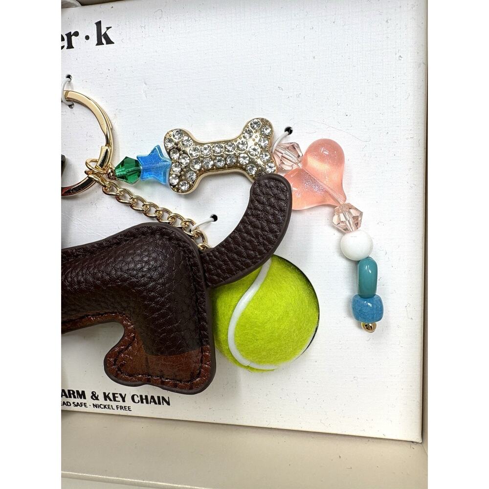 Piper K Dachshund Doxie Dog Bag Charm Tennis Ball Bandana Bone Keyring Keychain - Picture 6 of 13